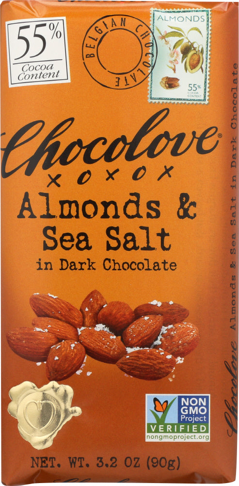 CHOCOLOVE: Almonds & Sea Salt in Dark Chocolate, 3.2 oz