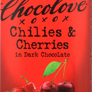 CHOCOLOVE: Chilies & Cherries in Dark Chocolate, 3.2 oz