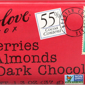 CHOCOLOVE: Mini Dark Chocolate Bar Cherries & Almonds, 1.3 oz