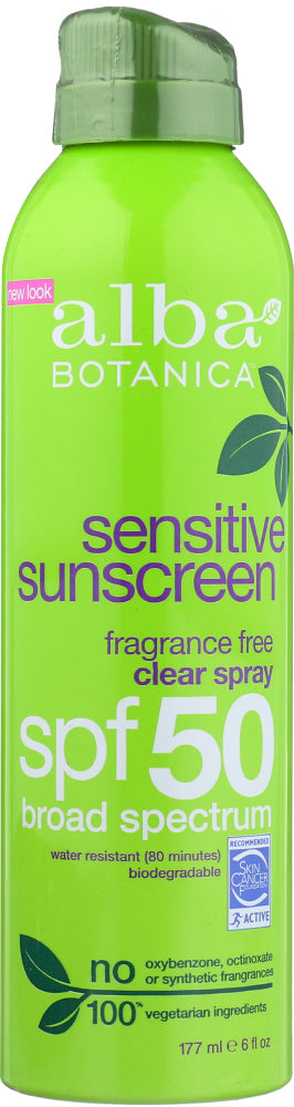 ALBA BOTANICA: Sensitive Sunscreen Fragrance Free Spf 50, 6 oz