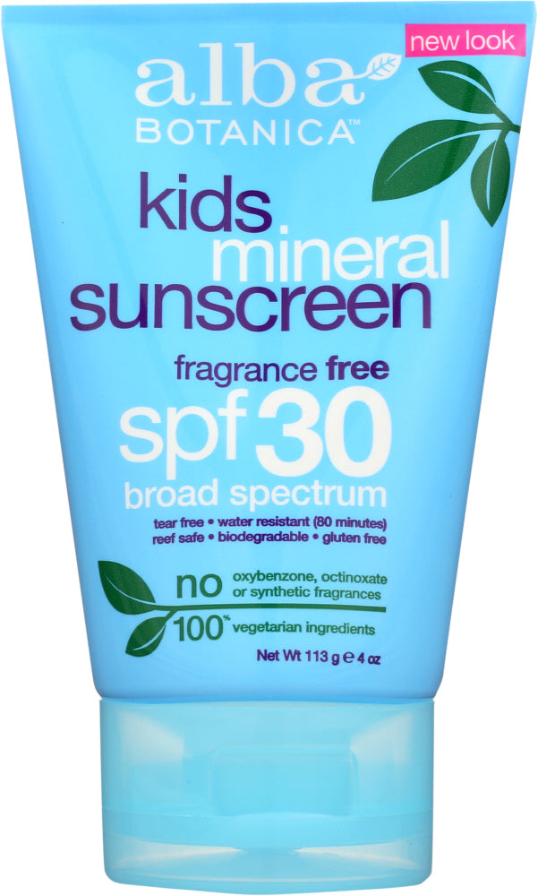 ALBA BOTANICA: Very Emollient Sunscreen Kids SPF 30, 4 oz