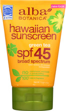 ALBA BOTANICA: Hawaiian Natural Sunblock Green Tea 45 SPF, 4 Oz