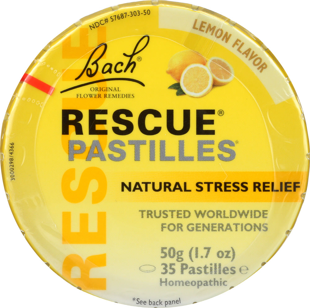 BACH: Original Flower Remedies Rescue Pastilles Natural Stress Relief Lemon, 1.7 oz