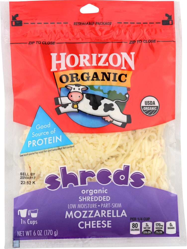 HORIZON: Organic Shredded Mozzarella Cheese, 6 oz