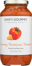 DAVES GOURMET: Creamy Parmesan Romano Pasta Sauce, 25 oz