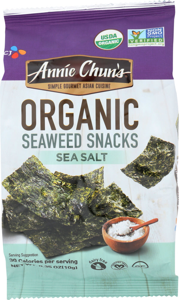 ANNIE CHUNS: Organic Seaweed Snacks, Sea Salt, 0.35 oz