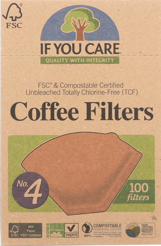 IF YOU CARE: Coffee Filters No. 4 Size, 100 Filters