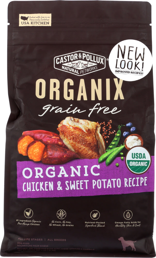 CASTOR & POLLUX: Organix Grain Free Organic Chicken & Sweet Potato Recipe 4 Lb