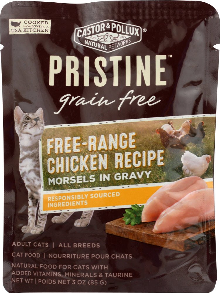CASTOR & POLLUX: Pristine Grain Free Free-Range Chicken Recipe Morsels In Gravy 3 Oz