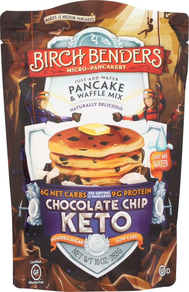 BIRCH BENDERS: Keto Chocolate Chip Pancake and Waffle Mix, 10 oz