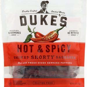 DUKES: Shorty Smoked Sausage Hot and Spicy, 5 oz