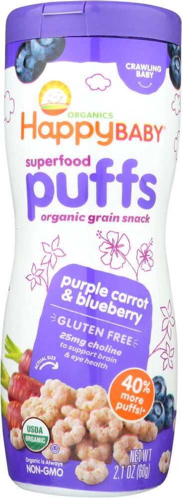 HAPPY BABY: Puff Blueberry Purple Carrot Organic, 2.1 oz