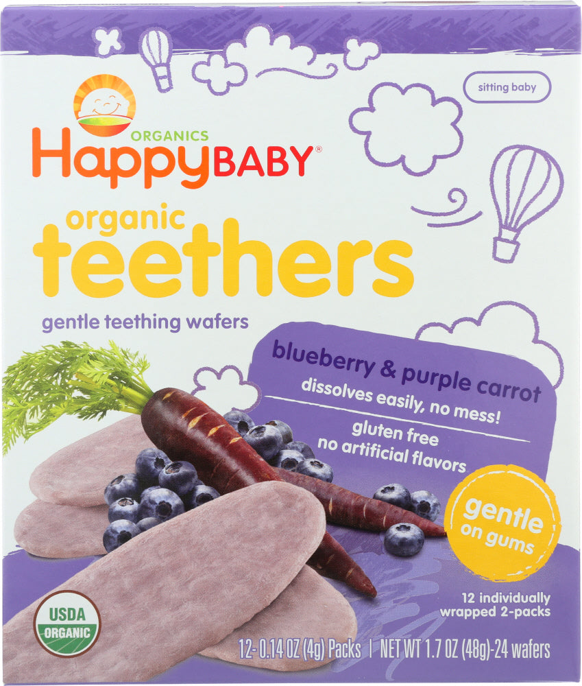HAPPY BABY: Gentle Teething Wafers Blueberry & Purple Carrot Org 1.7 oz