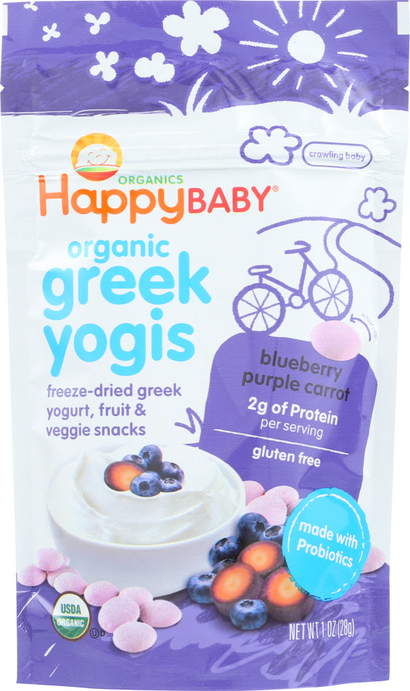 HAPPY BABY: Yogis Blueberry Purple Carrot Greek Yogis 1 oz