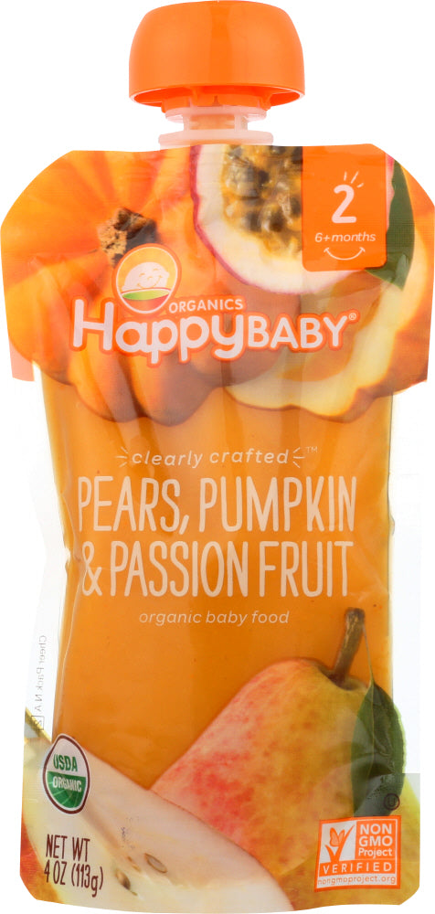HAPPY BABY: Stage 2 Pear Pumpkin Passion fruit Organic, 4 oz