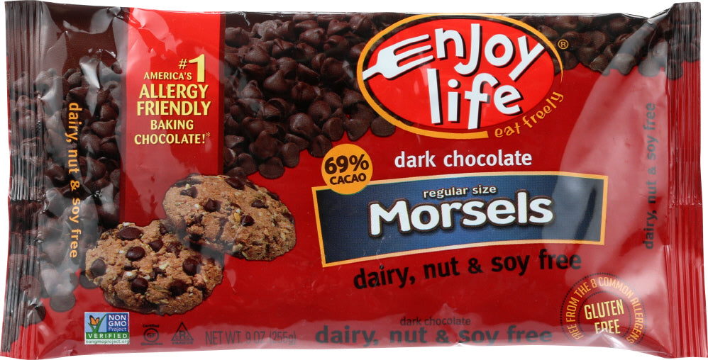 ENJOY LIFE: Morsels Regular Sized Dark Chocolate, 9 oz