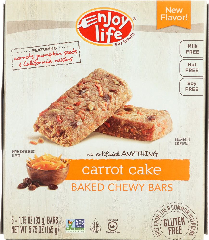 ENJOY LIFE:  Bar Snack Gluten Free Carrot Cake, 5.75 oz