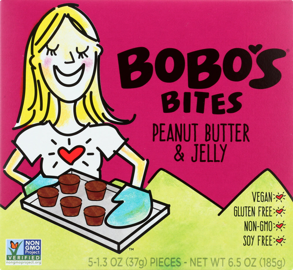 BOBOS OAT BARS: Bobo's Bites Peanut Butter and Jelly 5 Bars, 6.5 oz