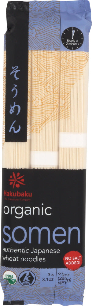 HAKUBAKU: Organic Wheat Noodles Somen, 9.5 oz