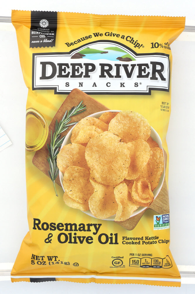 DEEP RIVER: Kettle Cooked Potato Chips Rosemary & Olive Oil, 5 oz