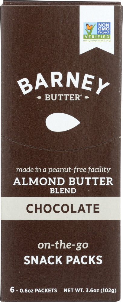 BARNEY BUTTER: Almond Butter Blend Chocolate 6x0.6 oz Packets, 3.6 oz