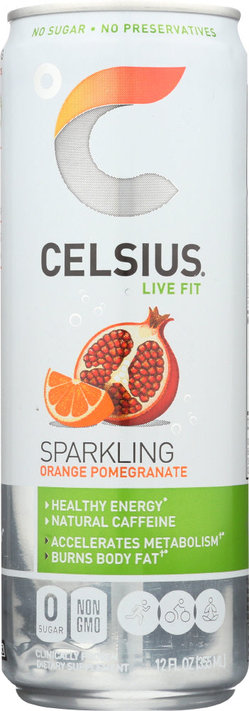 CELSIUS: Beverage Sparkling Orange Pomegranate, 12 oz