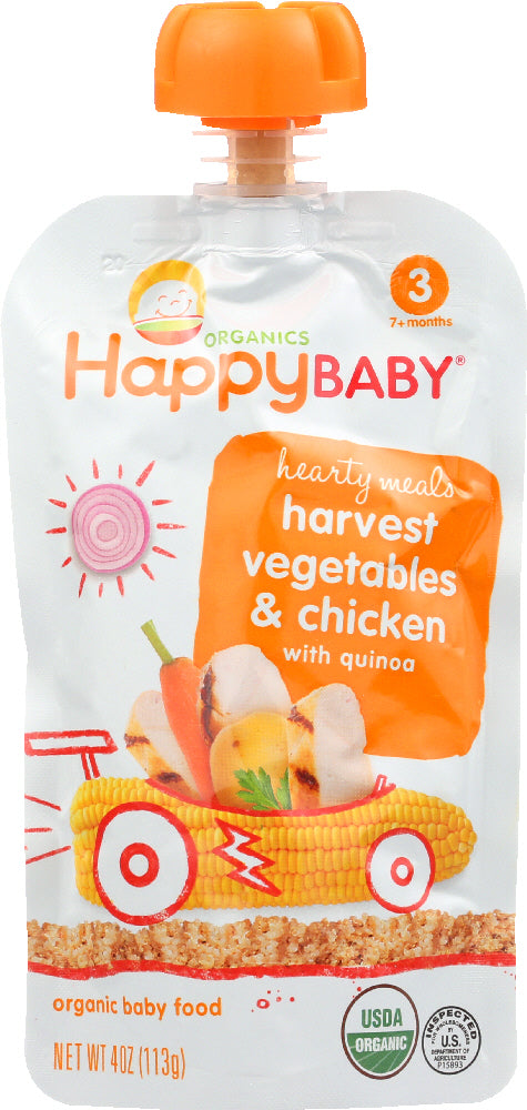 HAPPY BABY: Organic Baby Food Stage 3 Harvest Vegetables & Chicken with Quinoa, 4 oz