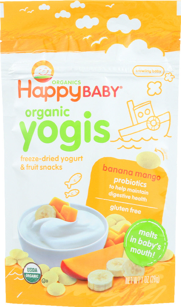 HAPPY BABY: Organic  Yogis Yogurt and Fruit Snacks Banana Mango, 1 oz