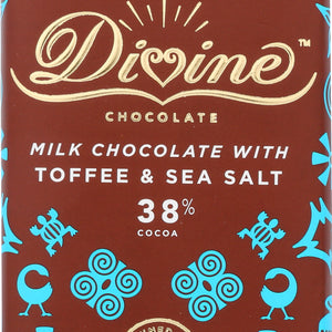 DIVINE CHOCOLATE: Chocolate Bar Milk Toffee Sea Salt, 3 oz