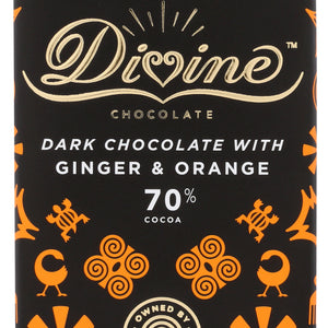 DIVINE CHOCOLATE: Chocolate Bar Dark Ginger Orange, 3 oz
