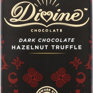 DIVINE CHOCOLATE: Dark Chocolate with Hazelnut Truffle, 3 oz