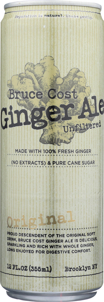 BRUCE COST GINGER ALE: Ginger Ale Unfiltered Original Can, 12 oz