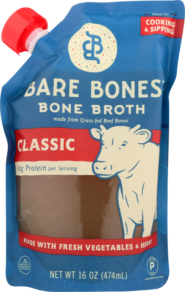 BARE BONES: 100% Grass Fed Beef Bone Broth, 16 oz