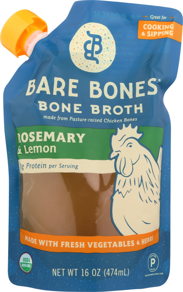 BARE BONES: Chicken Bone Broth Rosemary & Lemon, 16 oz
