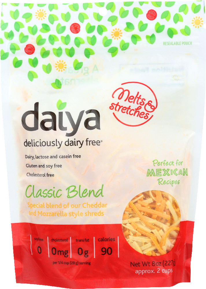 DAIYA: Classic Blend Cheddar and Mozzarella Style Shreds, 8 oz