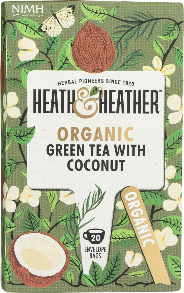 HEATH AND HEATHER: Organic Green Tea with Coconut, 20 ea