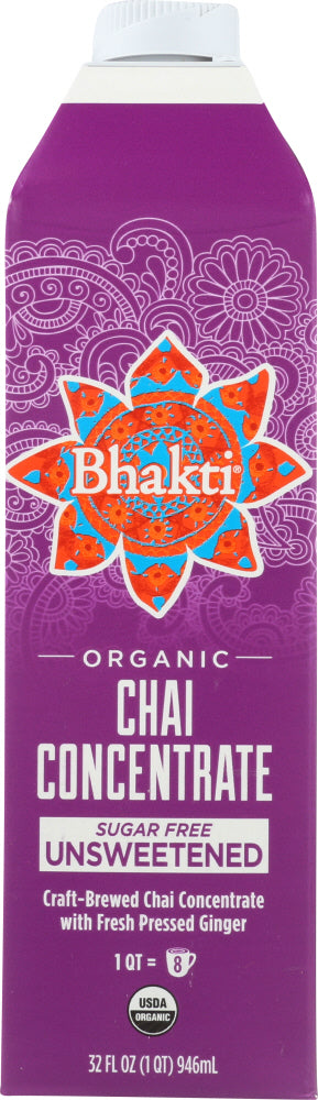 BHAKTI CHAI: Unsweetened Chai Concentrate, 32 oz
