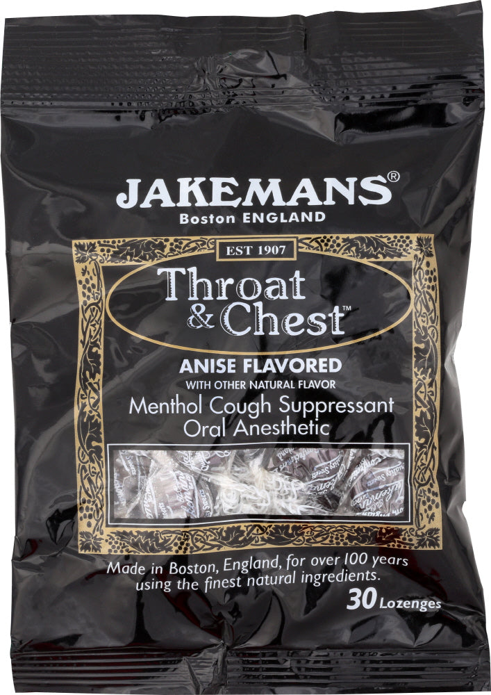 JAKEMANS: Lozenge Throat and Chest Licorice Menthol, 30 pc