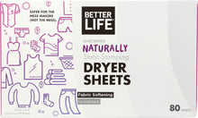 BETTER LIFE: Naturally Static Stomping Unscented Dryer Sheets, 80 pc