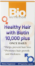 BIO NUTRITION: Healthy Hair with Biotin 10000 Plus, 60 vegetarian capsules