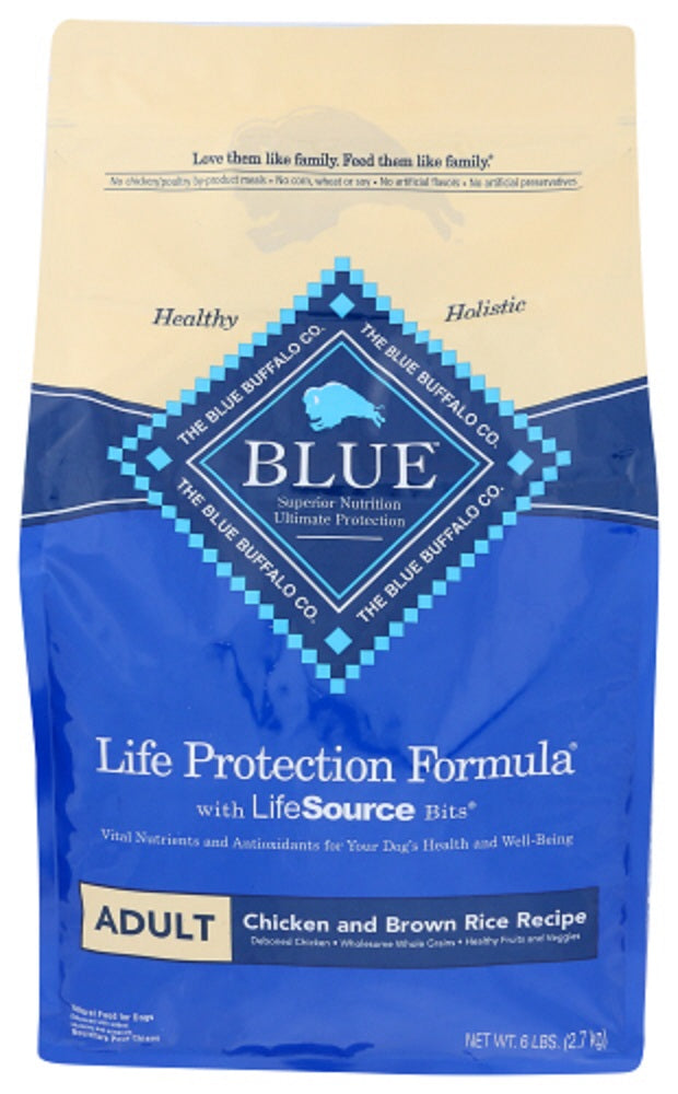 BLUE BUFFALO: Life Protection Formula Adult Dog Food Chicken and Brown Rice Recipe, 6 lb