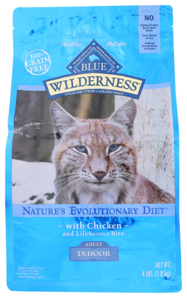BLUE BUFFALO: Wilderness Adult Indoor Cat Food Chicken Recipe, 4 lb