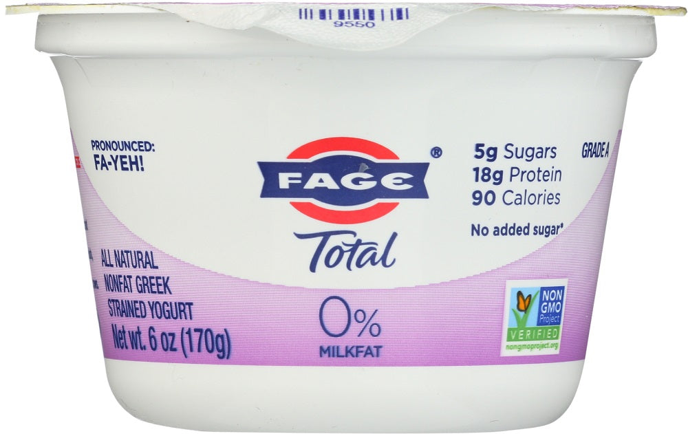 FAGE TOTAL GREEK: 0% Nonfat Greek Strained Yogurt, 6 oz