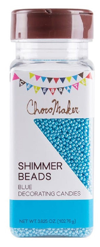 CHOCOMAKER: Shimmer Beads Blue Decorating Candies, 3.63 oz