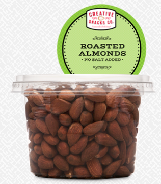 CREATIVE SNACK: No Salt Roasted Almonds, 10 oz